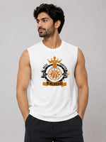 Graphic Printed Sleeveless Tee Shirt - White