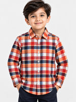Boy's Multicolor Checkered Full Sleeves Winters Casual Shirt