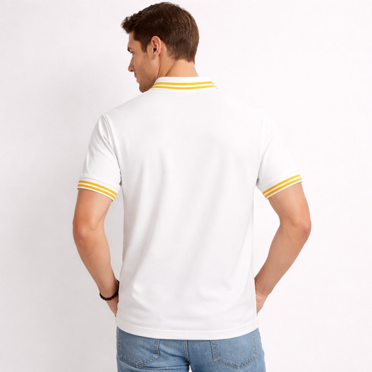 Men’s Modern Luxe Panel Half Zip Polo Shirt - Orange & White