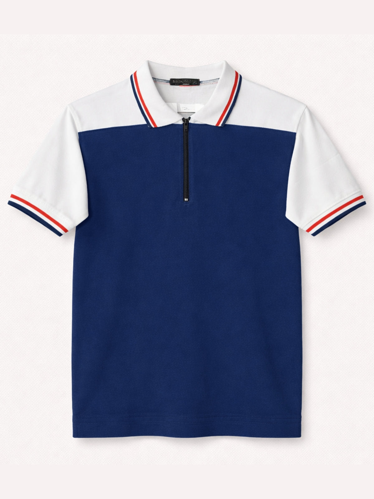 Men’s Modern Luxe Panel Half Zip Polo Shirt - Blue & White