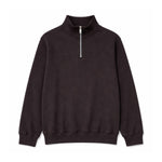 HG Men's Mock Neck Rib Knitted Full Sleeves Zipper Shirt - Choclate Brown