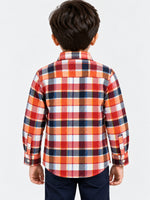 Boy's Multicolor Checkered Full Sleeves Winters Casual Shirt