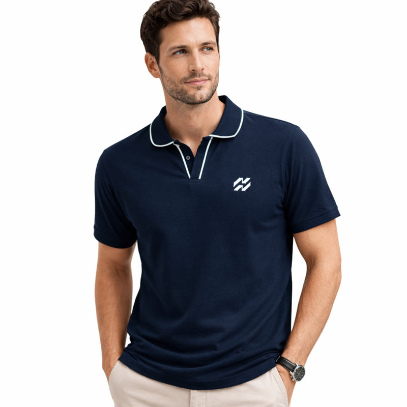 Men’s Premium Magzi Collar & Placket Polo Shirt – Navy