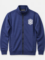 Mock Neck Fleece Zipper Jacket With Badge - Navy
