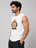 Graphic Printed Sleeveless Tee Shirt - White
