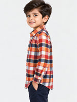 Boy's Multicolor Checkered Full Sleeves Winters Casual Shirt
