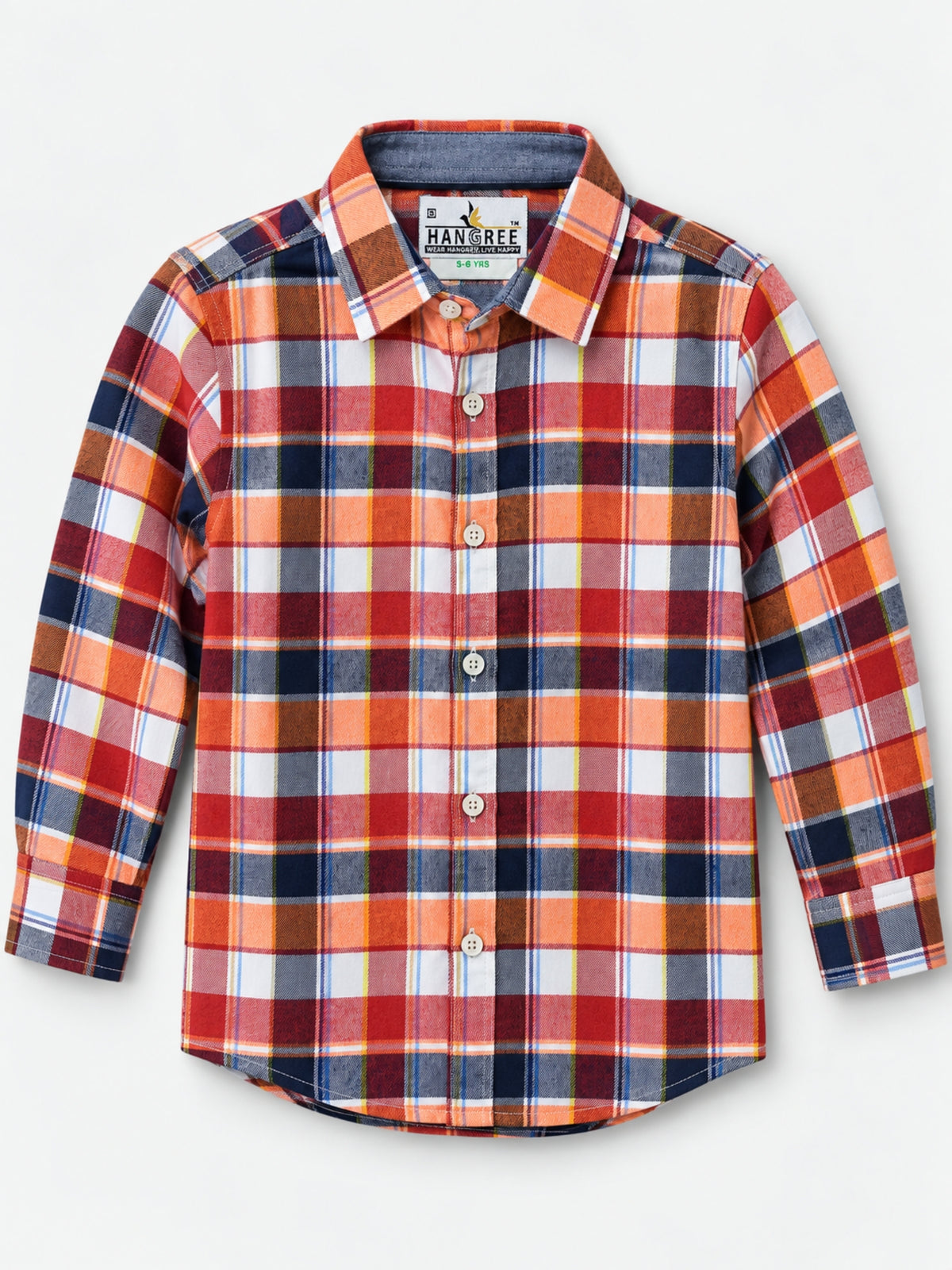 Boy's Multicolor Checkered Full Sleeves Winters Casual Shirt