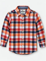 Boy's Multicolor Checkered Full Sleeves Winters Casual Shirt