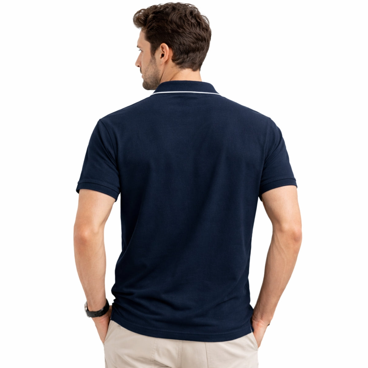 Men’s Premium Magzi Collar & Placket Polo Shirt – Navy