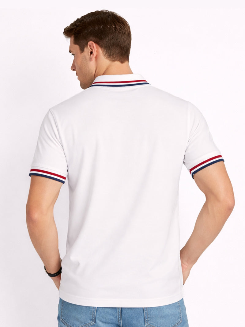 Men’s Modern Luxe Panel Half Zip Polo Shirt - Blue & White