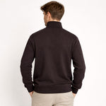 HG Men's Mock Neck Rib Knitted Full Sleeves Zipper Shirt - Choclate Brown