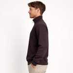 HG Men's Mock Neck Rib Knitted Full Sleeves Zipper Shirt - Choclate Brown