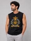 Graphic Printed Sleeveless Tee Shirt - Black