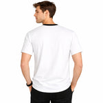 Men's Round Neck Contrast Printed Pocket Tee Shirt - White