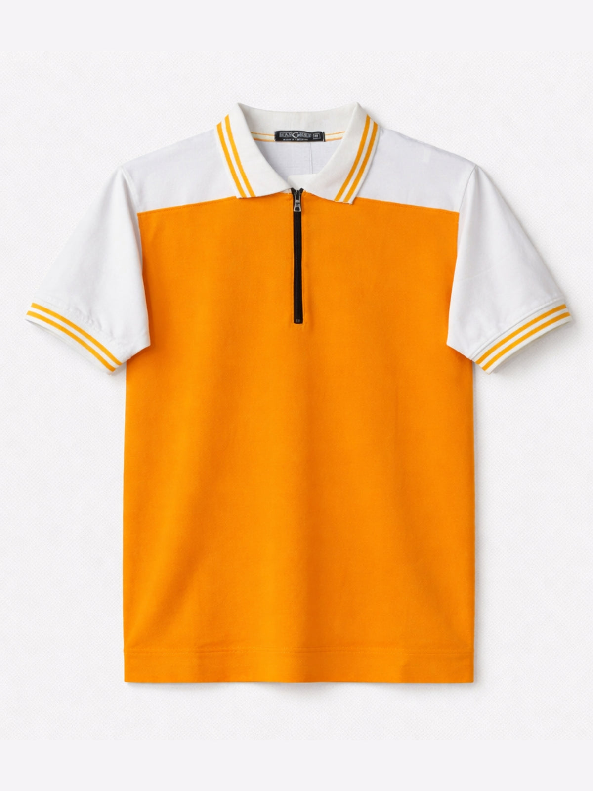 Men’s Modern Luxe Panel Half Zip Polo Shirt - Orange & White
