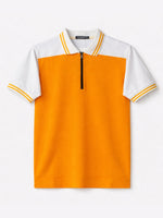 Men’s Modern Luxe Panel Half Zip Polo Shirt - Orange & White