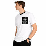 Men's Round Neck Contrast Printed Pocket Tee Shirt - White