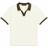 Men’s Classic Thermal Knit Contrast Collar Polo Shirt – Cream
