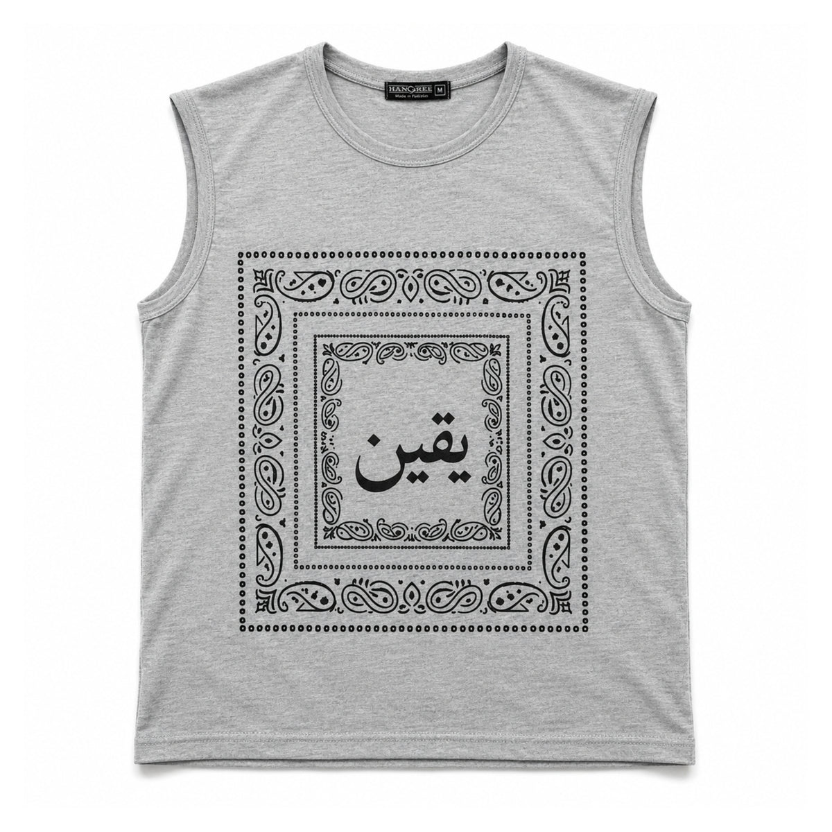 Men's Bandana Graphic Sleeveless Tank Top - Light Gray