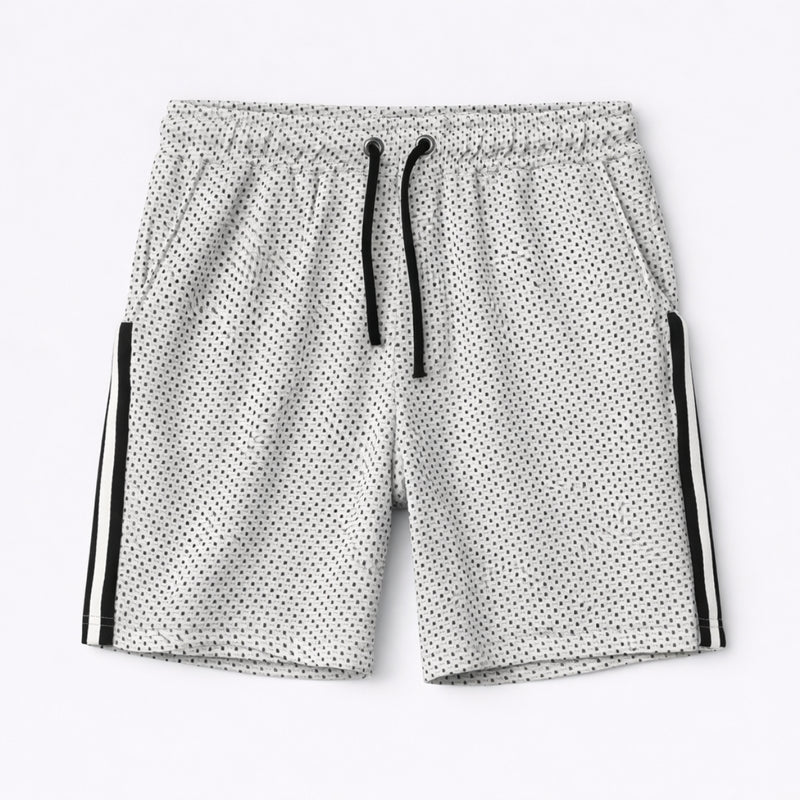 Men’s Athletic Contrast Side Stripe Two Quarter Shorts - White