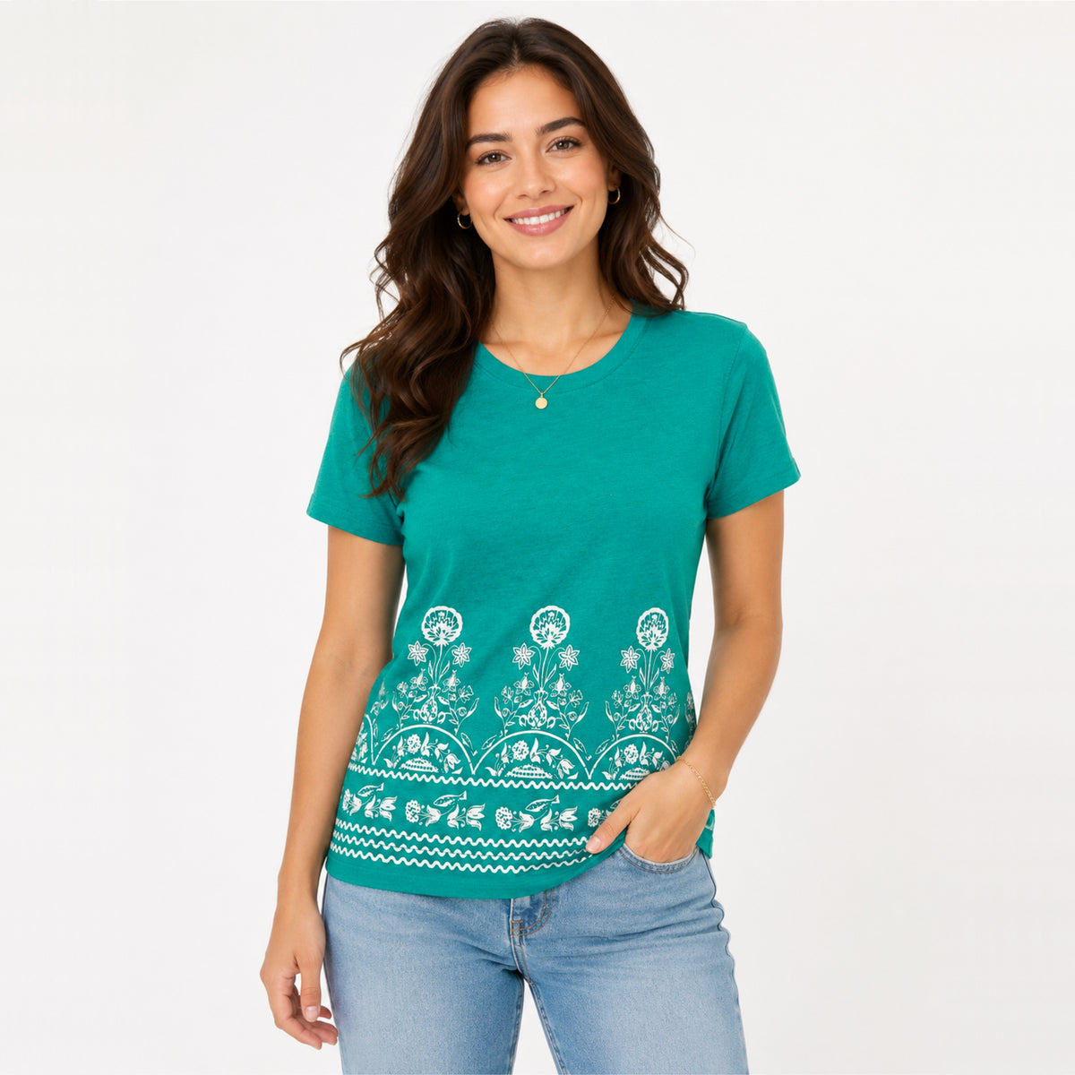 Women's Heritage Floral Border Cotton Jersey T-Shirt