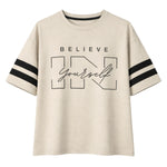 Unisex Oversized Graphic Printed Drop Shoulder T-Shirt - Beige