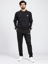Men's Contrast Stripe Polyester Co-Ord Set – Black & White