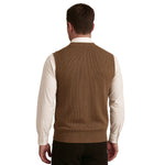 HG Men's Ribbed V-Neck Sleeveless Sweater - Otter Brown