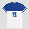 Blue White Down Shoulder Combo Sports Tee Shirt