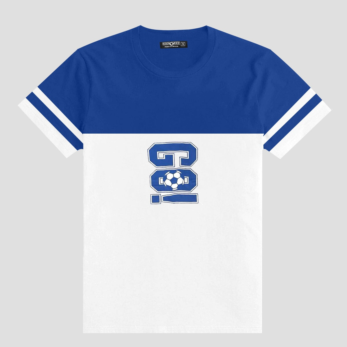 Blue White Down Shoulder Combo Sports Tee Shirt