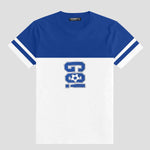 Blue White Down Shoulder Combo Sports Tee Shirt