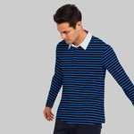 Blue Strapper Full Sleeves Polo Shirt