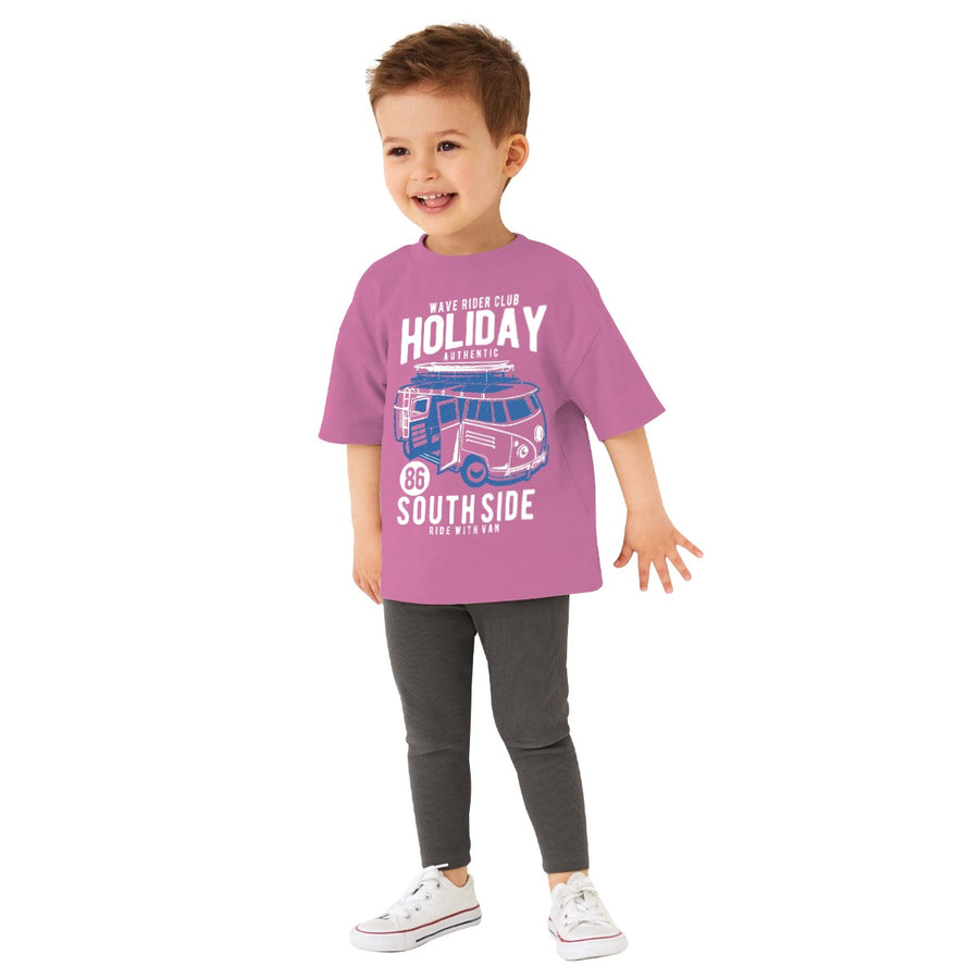 Boy's "HOLIDAY VAN" Printed Pink Tee Shirt