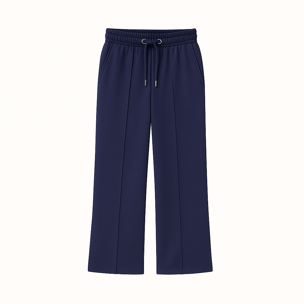 HG Soft Terry Straight Trousers for Women With Center Seam – Navy