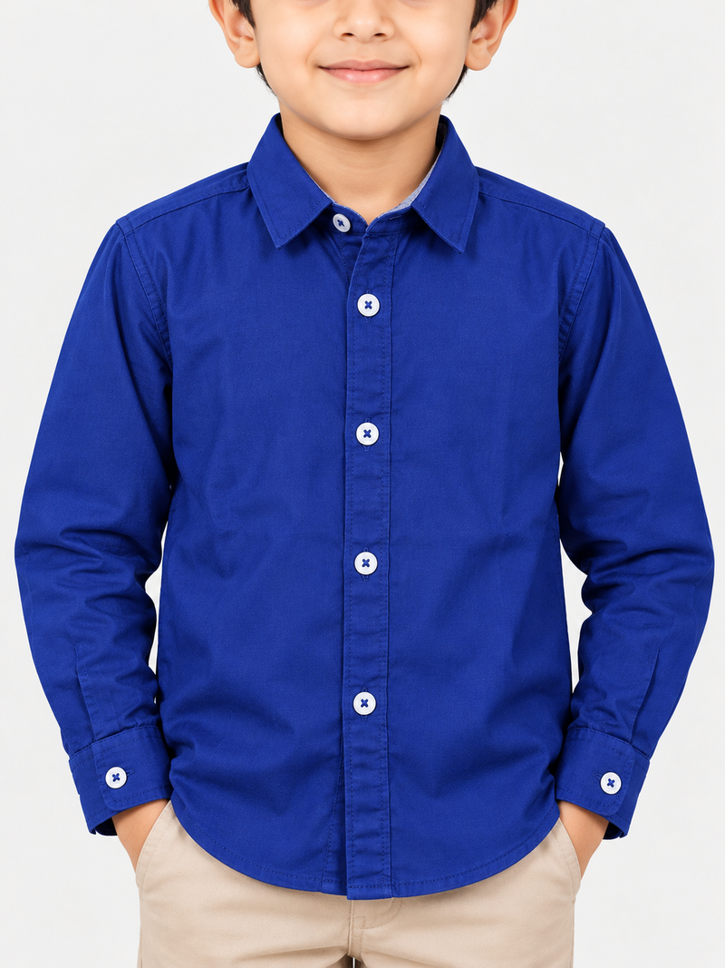 Boy's Plain Full Sleeves Casual Shirt
