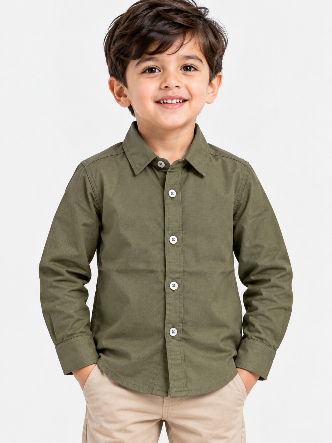 Boy's Plain Full Sleeves Casual Shirt