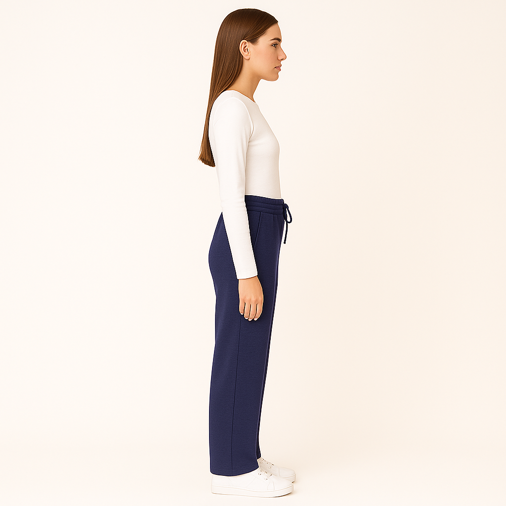 HG Soft Terry Straight Trousers for Women With Center Seam – Navy