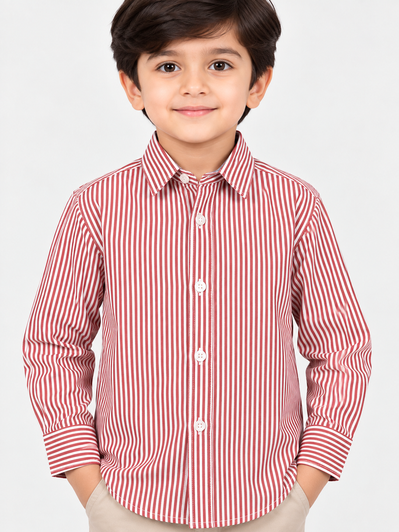 Boy's Multicolor Striped Full Sleeves Casual Shirt