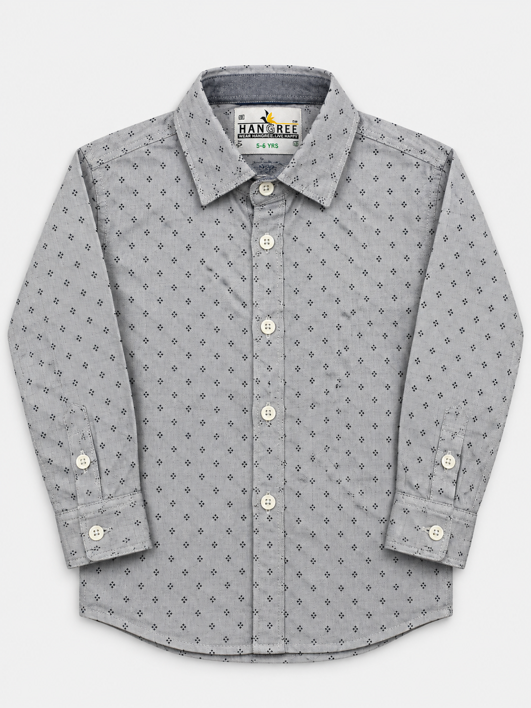 Boy's Grey Printed Full Sleeves Casual Shirt