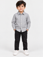 Boy's Grey Printed Full Sleeves Casual Shirt