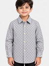 Boy's Grey Printed Full Sleeves Casual Shirt