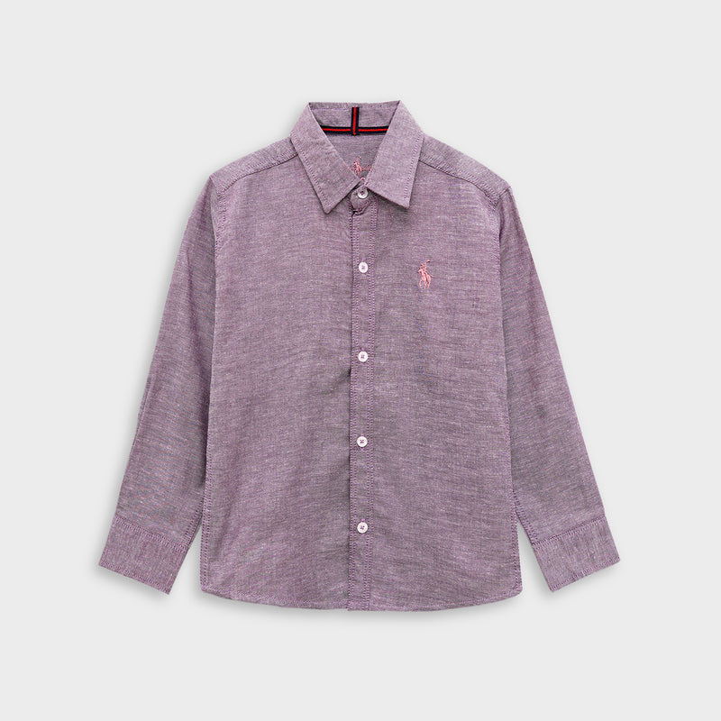 Full Sleeves Boy's Plain Casual Shirt - Move Purple