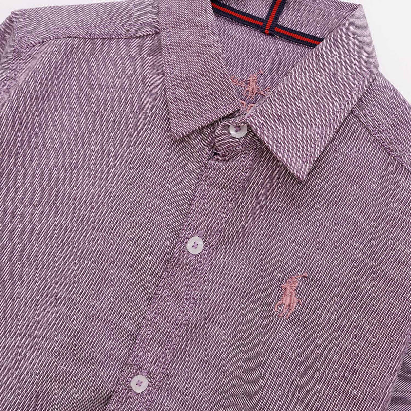 Full Sleeves Boy's Plain Casual Shirt - Move Purple