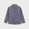 Boy's Self Pattern Steel Gray Casual Shirt
