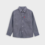 Boy's Self Pattern Steel Gray Casual Shirt