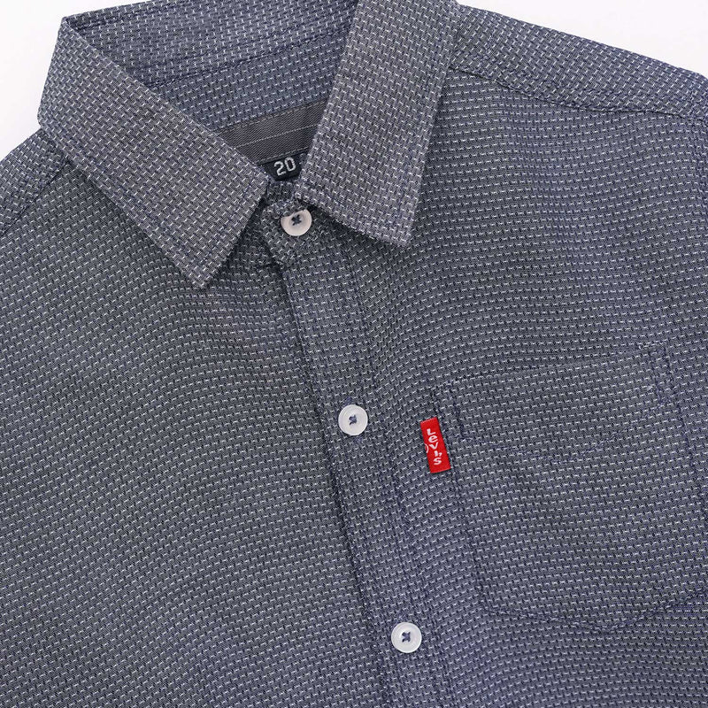 Boy's Self Pattern Steel Gray Casual Shirt