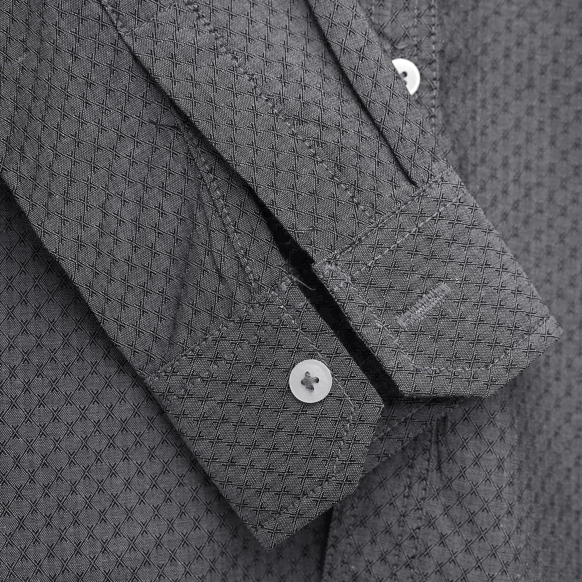 Boy's Geometric Pattern Full Sleeves Casual Shirt - Dark Gray