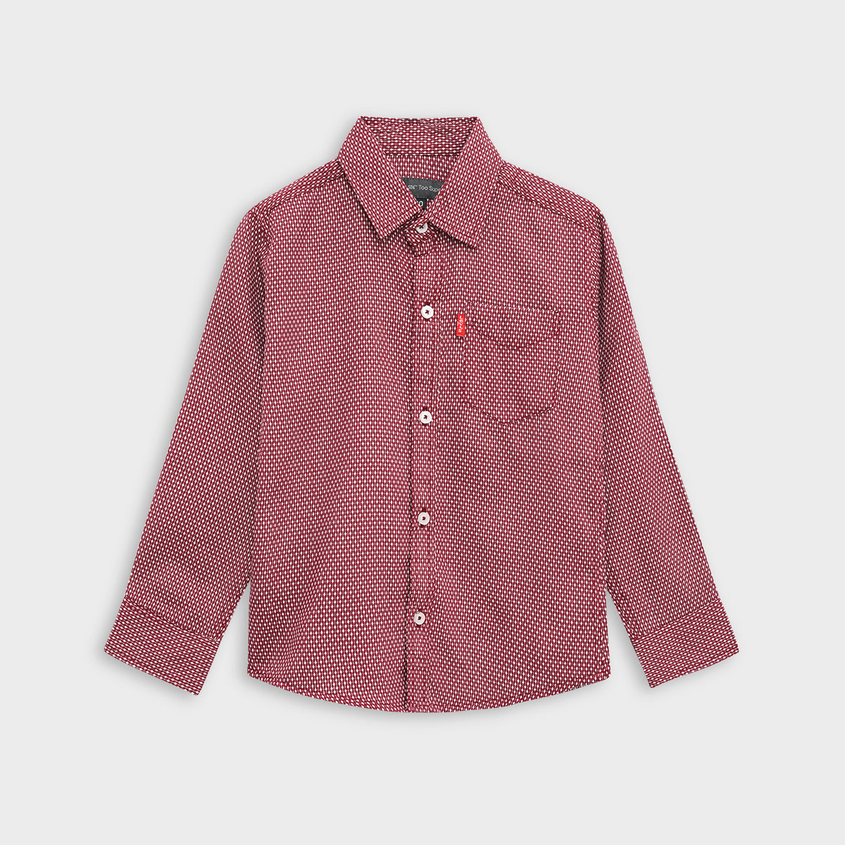 Rustic Red Full Sleeves Dotted Casual Shirt For Boys