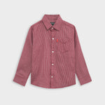 Rustic Red Full Sleeves Dotted Casual Shirt For Boys