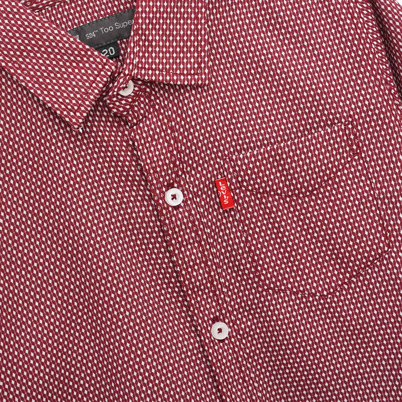 Rustic Red Full Sleeves Dotted Casual Shirt For Boys